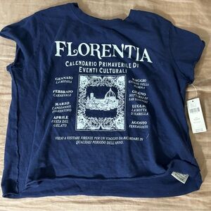 Anthropologie Florence Florentia Navy Crop Tee T-shirt XXS P NWT